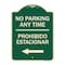 Signmission No Parking Anytime Prohibido Estacionar W/ Left Arrow Heavy-Gauge Alum Sign, 24" x 18", G-1824-23767 A-DES-G-1824-23767 - alternate 1